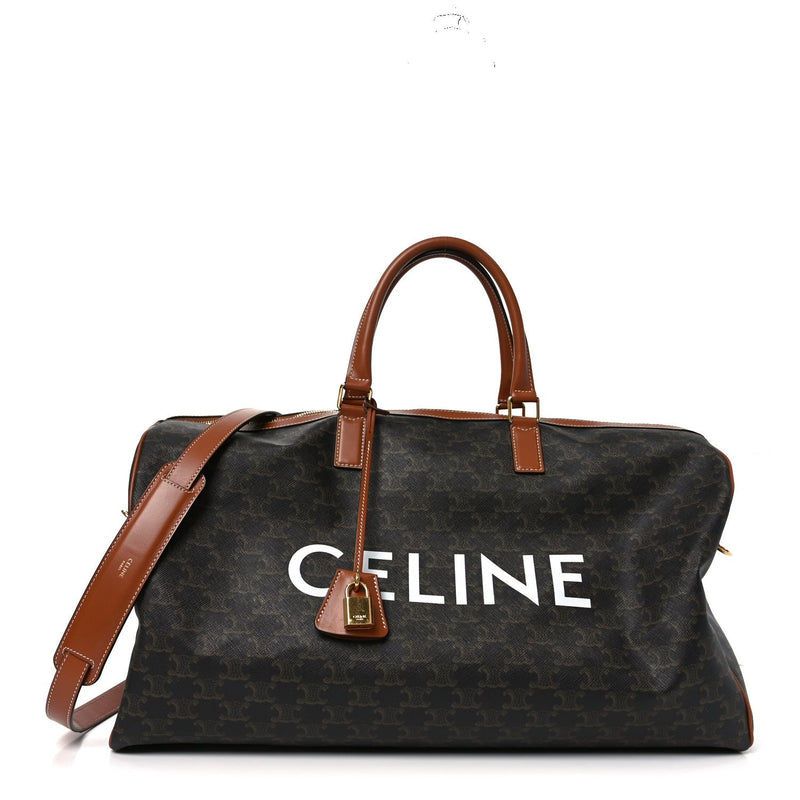 CELINE TRIOMPHE CANVAS LARGE VOYAGE DUFFLE TAN