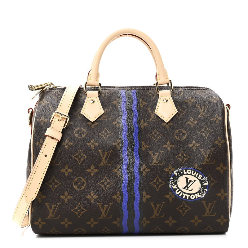 LOUIS VUITTON MON MONOGRAM SPEEDY BANDOULIERE 30 INDIGO BLUE KHAKI