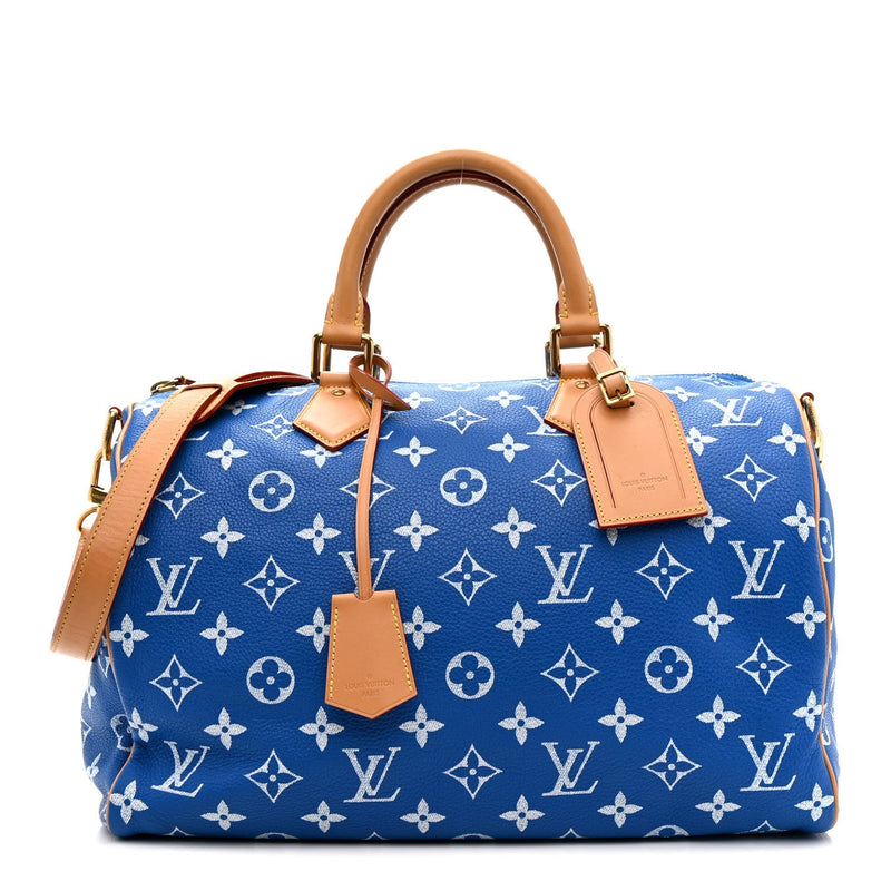 LOUIS VUITTON CALFSKIN MONOGRAM SPEEDY P9 BANDOULIERE 40 BLUE