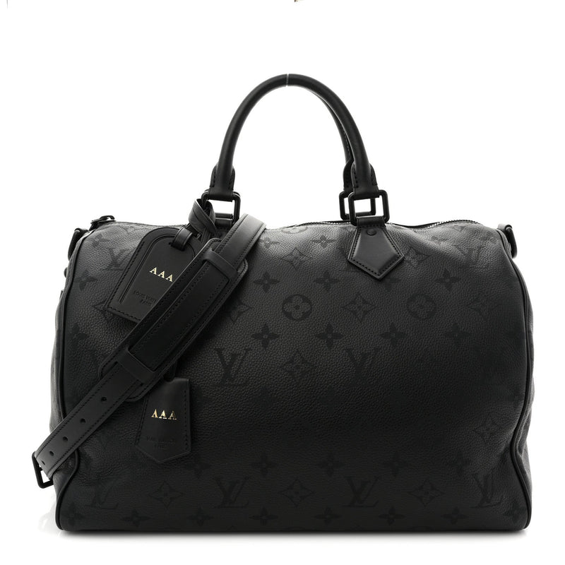 LOUIS VUITTON CALFSKIN MONOGRAM SPEEDY P9 BANDOULIERE 40 ULTRA BLACK