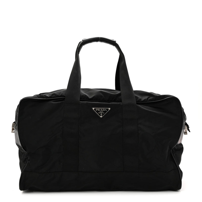PRADA TESSUTO NYLON SAFFIANO VIAGGIO DUFFLE BLACK