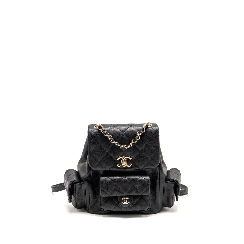 CHANEL TRIPLE POCKET BACKPACK CAVIAR BLACK LGHW (MICROCHIP)