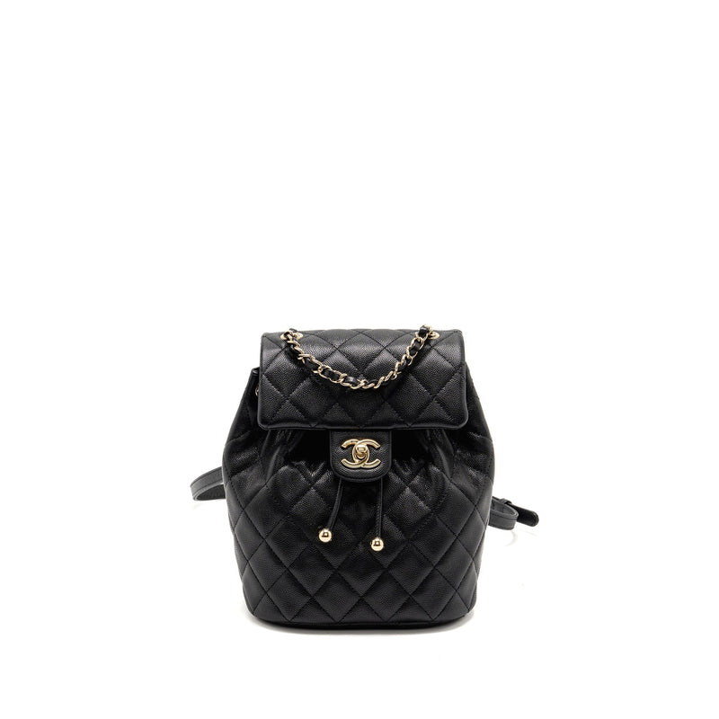 CHANEL QUILTED MINI BACKPACK CAVIAR BLACK LGHW (MICROCHIP)