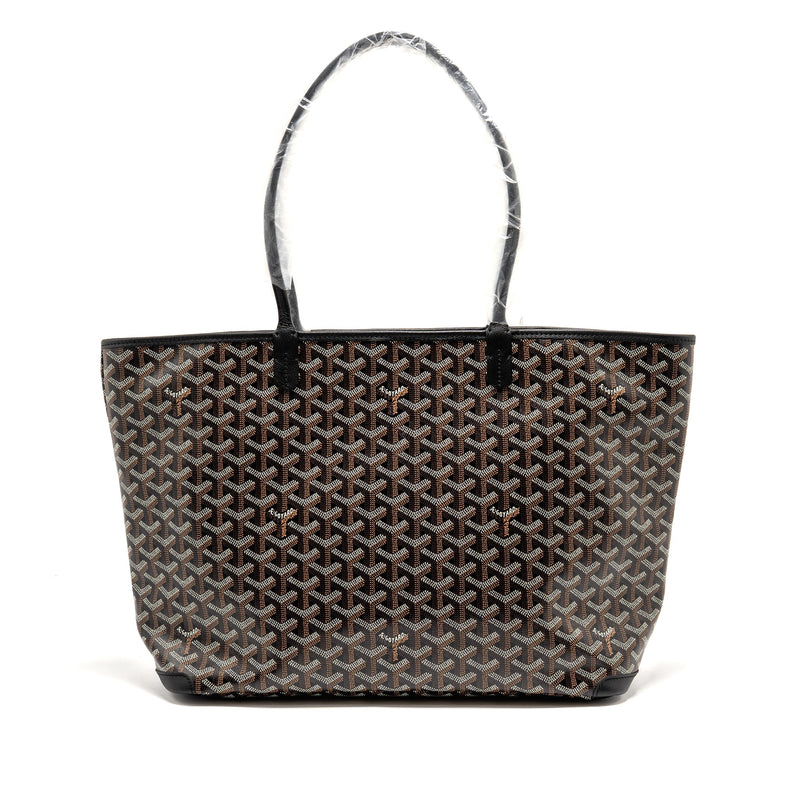 GOYARD ARTOIS MM HANDBAG GOYARDINE CANVAS/CALFSKIN BLACK SHW