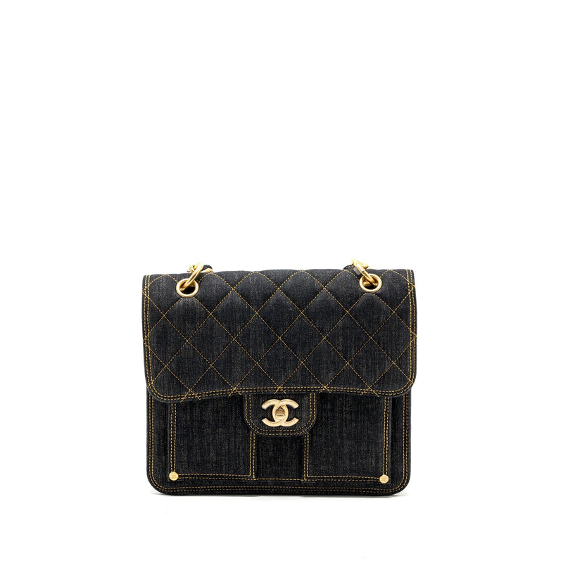 CHANEL 23S FLAP BACKPACK DENIM DARK BLUE BRUSHED GHW (MICROCHIP)