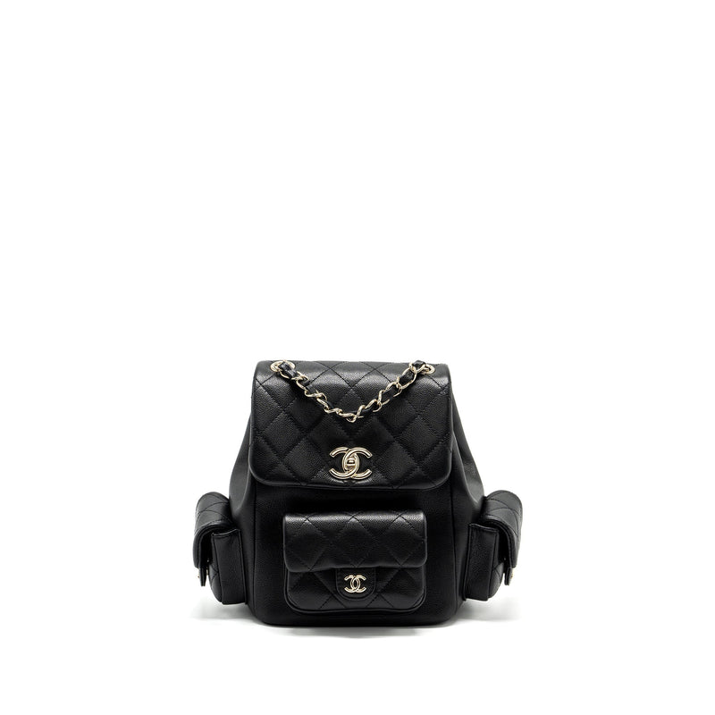 CHANEL TRIPLE POCKET BACKPACK CAVIAR BLACK LGHW (MICROCHIP)