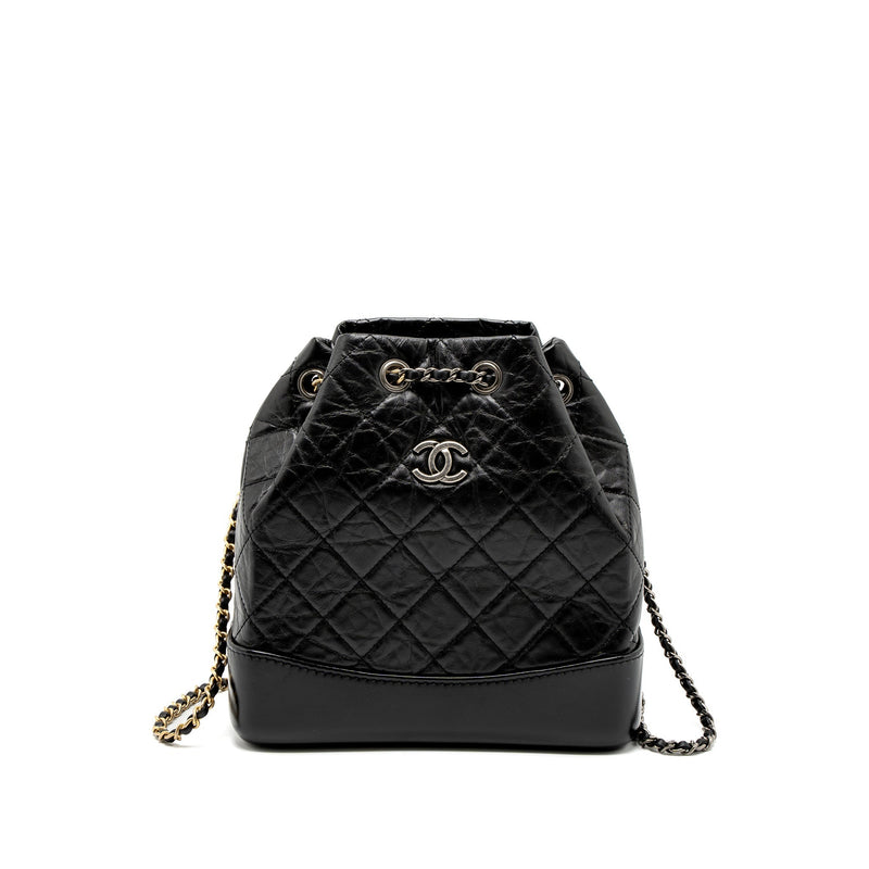 CHANEL SMALL GABRIELLE BACKPACK CALFSKIN BLACK MULTICOLOUR HARDWARE (MICROCHIP)