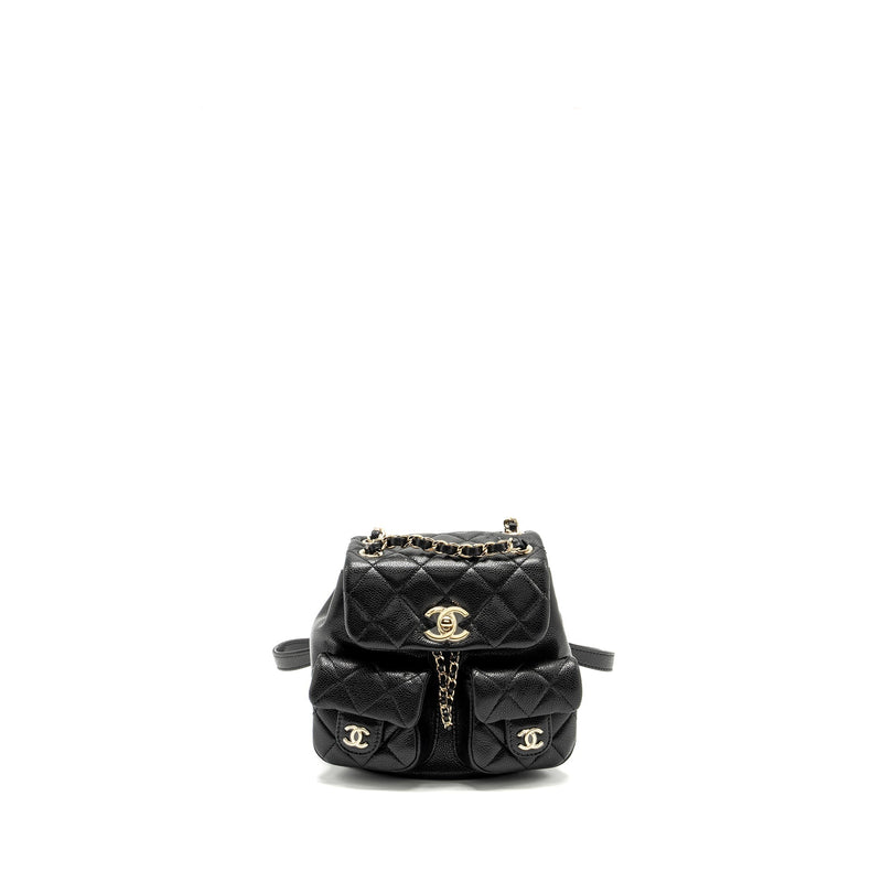 CHANEL 24A MINI DUMA BACKPACK GRAINED CALFSKIN BLACK LGHW (MICROCHIP)