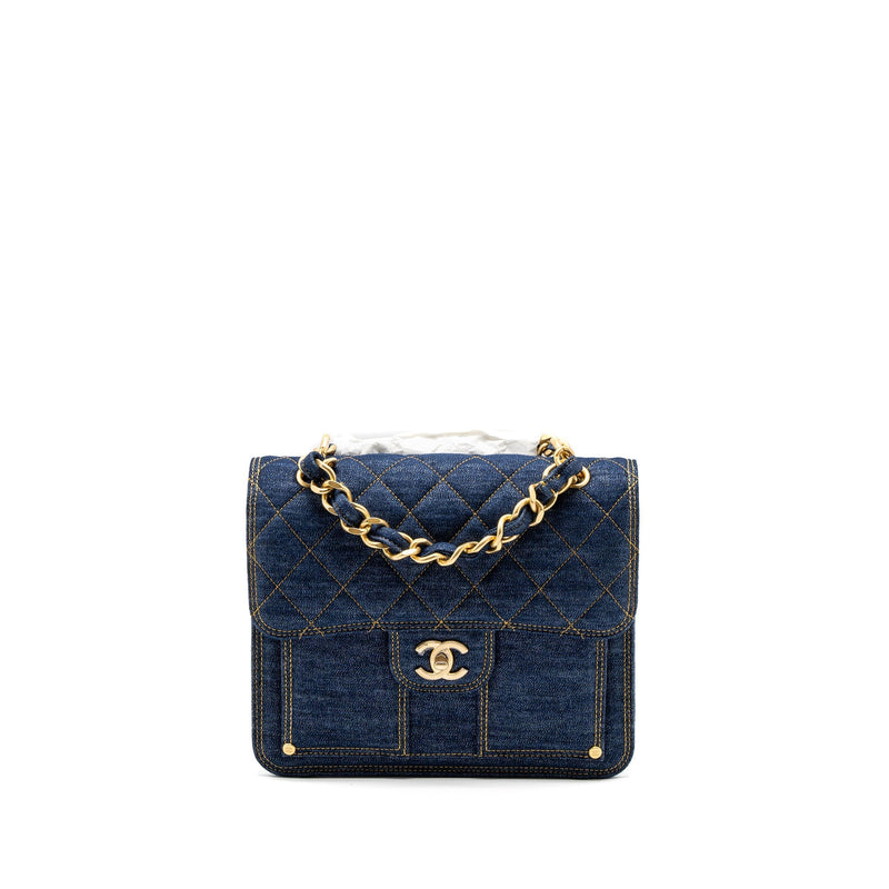 CHANEL 23S FLAP BACKPACK DENIM BLUE BRUSHED GHW (MICROCHIP)