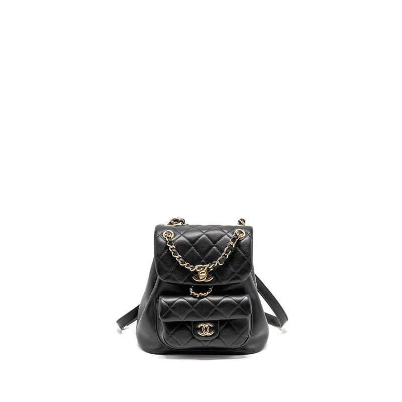 CHANEL MINI DUMA BACKPACK CALFSKIN BLACK LGHW (MICROCHIP)