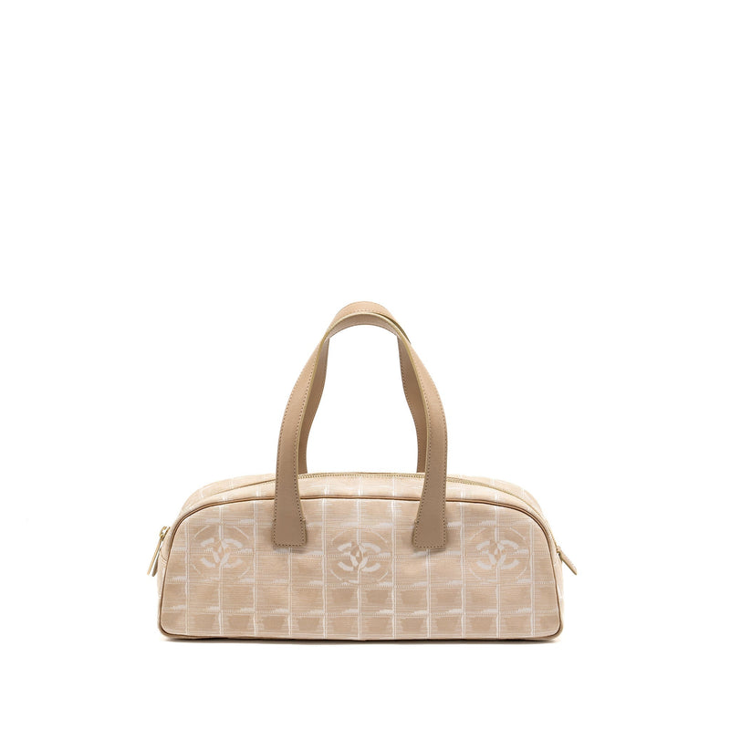 CHANEL VINTAGE TRAVEL LINE BOWLER BAG CANVAS/LEATHER BEIGE GHW