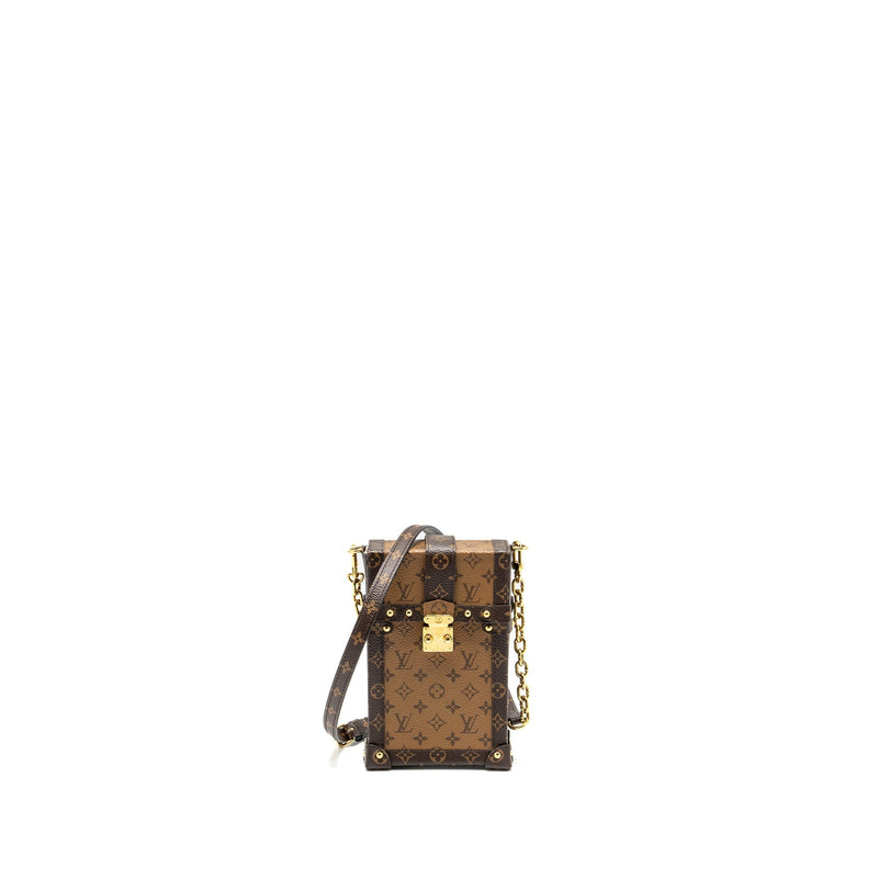 LOUIS VUITTON VERTICAL TRUNK POCHETTE WITH CHAIN MONOGRAM REVERSE CANVAS GHW