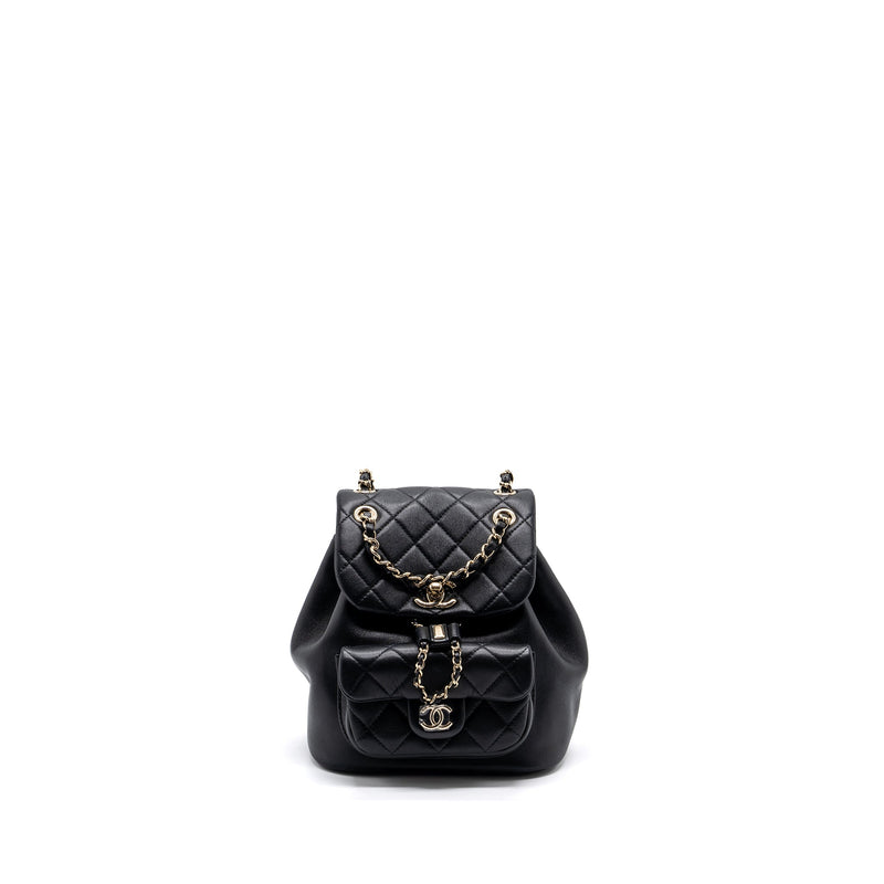 CHANEL MINI DUMA BACKPACK LAMBSKIN BLACK LGHW (MICROCHIP)