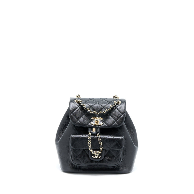 CHANEL 22C MINI DUMA BACKPACK AGED CALFSKIN BLACK LGHW (MICROCHIP)