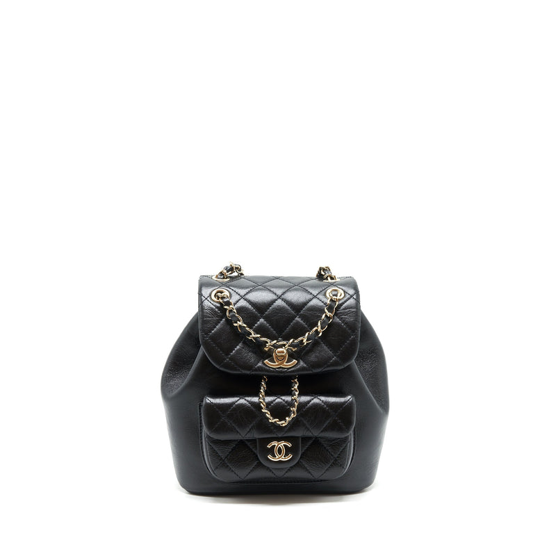 CHANEL 22C MINI DUMA BACKPACK CALFSKIN BLACK LGHW(MICROCHIP)