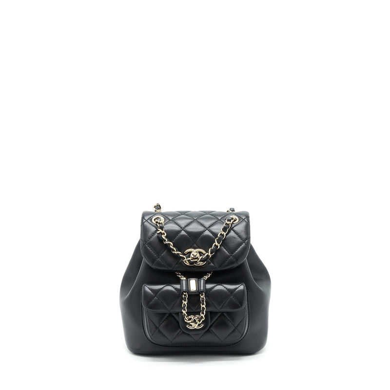 CHANEL DUMA MINI BACKPACK LAMBSKIN BLACK LGHW(MICROCHIP)