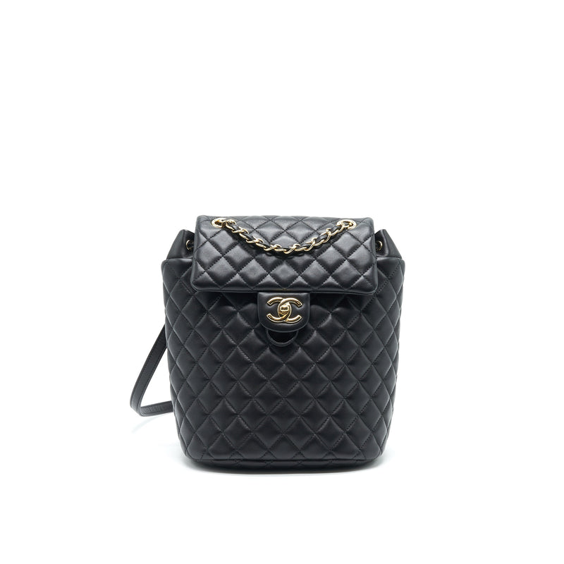 CHANEL QUILTED LAMBSKIN URBAN SPIRIT BACKPACK BLACK GHW