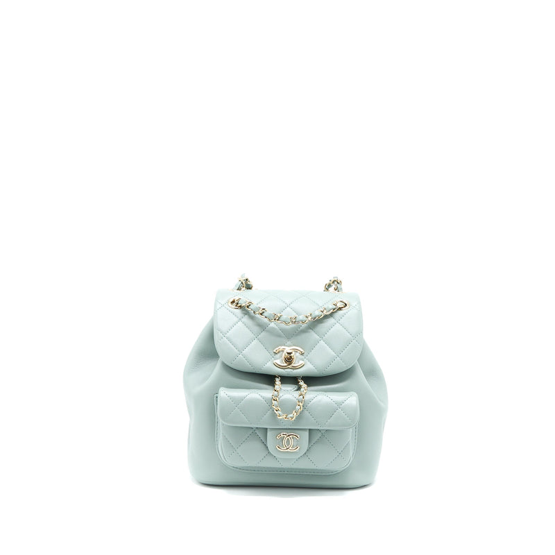 CHANEL 23C DUMA MINI BACKPACK CALFSKIN LIGHT GREY LGHW (MICROCHIP)