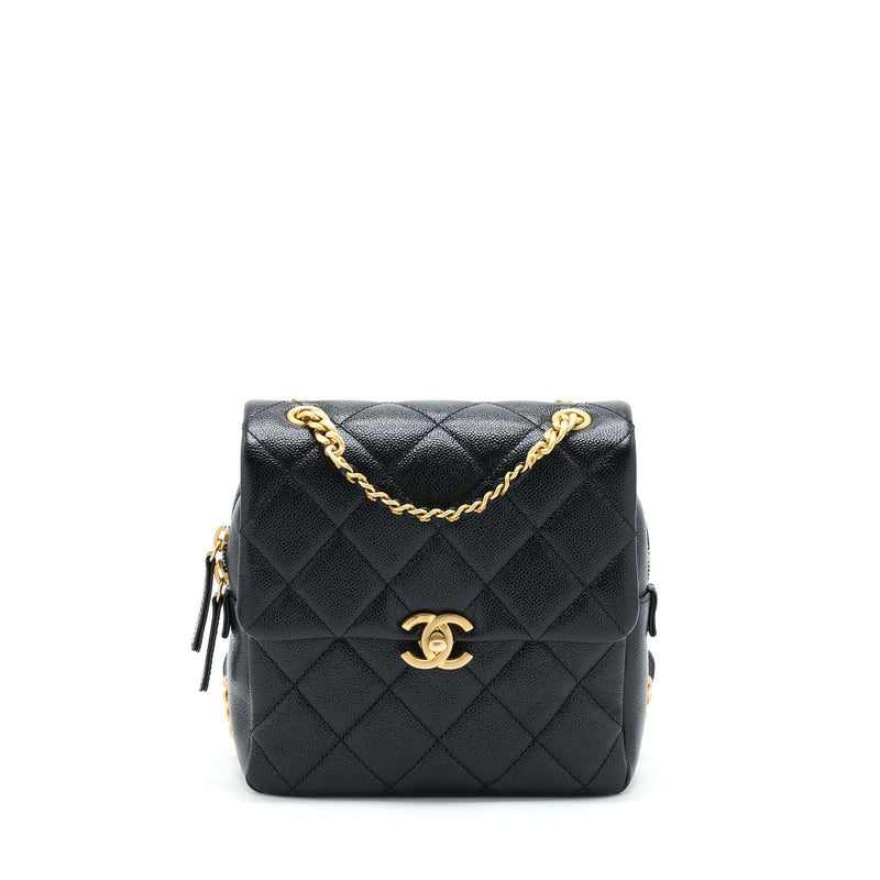 CHANEL 22P FLAP BACKPACK CAVIAR BLACK GHW (MICROCHIP)
