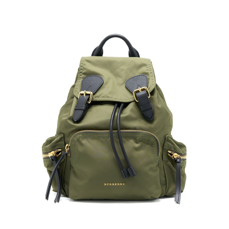 BURBERRY MEDIUM RUCKSACK BACKPACK NYLON OLIVE GREEN GHW