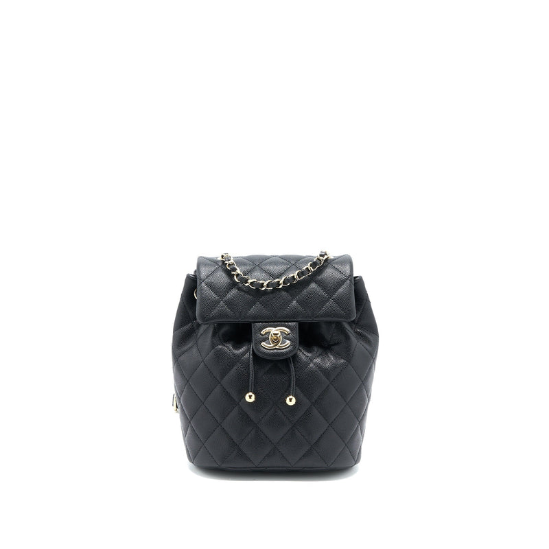 CHANEL 23P MINI FLAP BACKPACK CAVIAR BLACK LGHW (MICROCHIP)