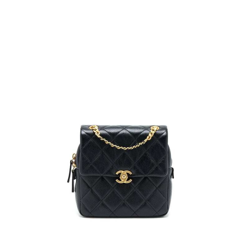 CHANEL 22P FLAP BACKPACK CAVIAR BLACK BRUSHED GHW (MICROCHIP)