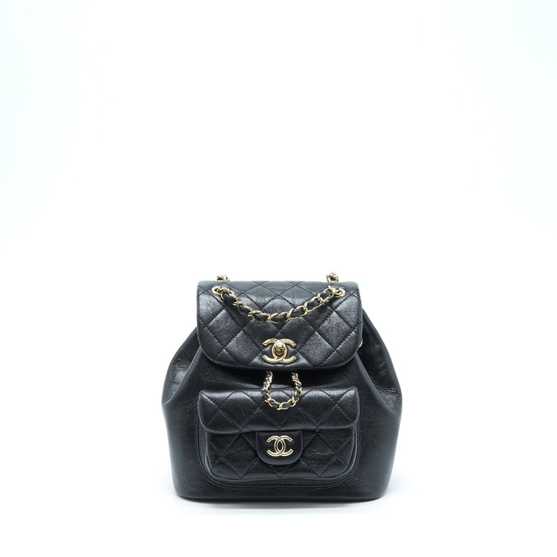 CHANEL 22C MINI DUMA BACKPACK CALFSKIN BLACK LGHW (MICROCHIP)