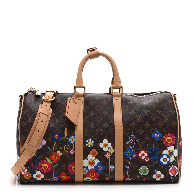 LV X TM MONOGRAM FLOWERS KEEPALL BANDOULIERE 45