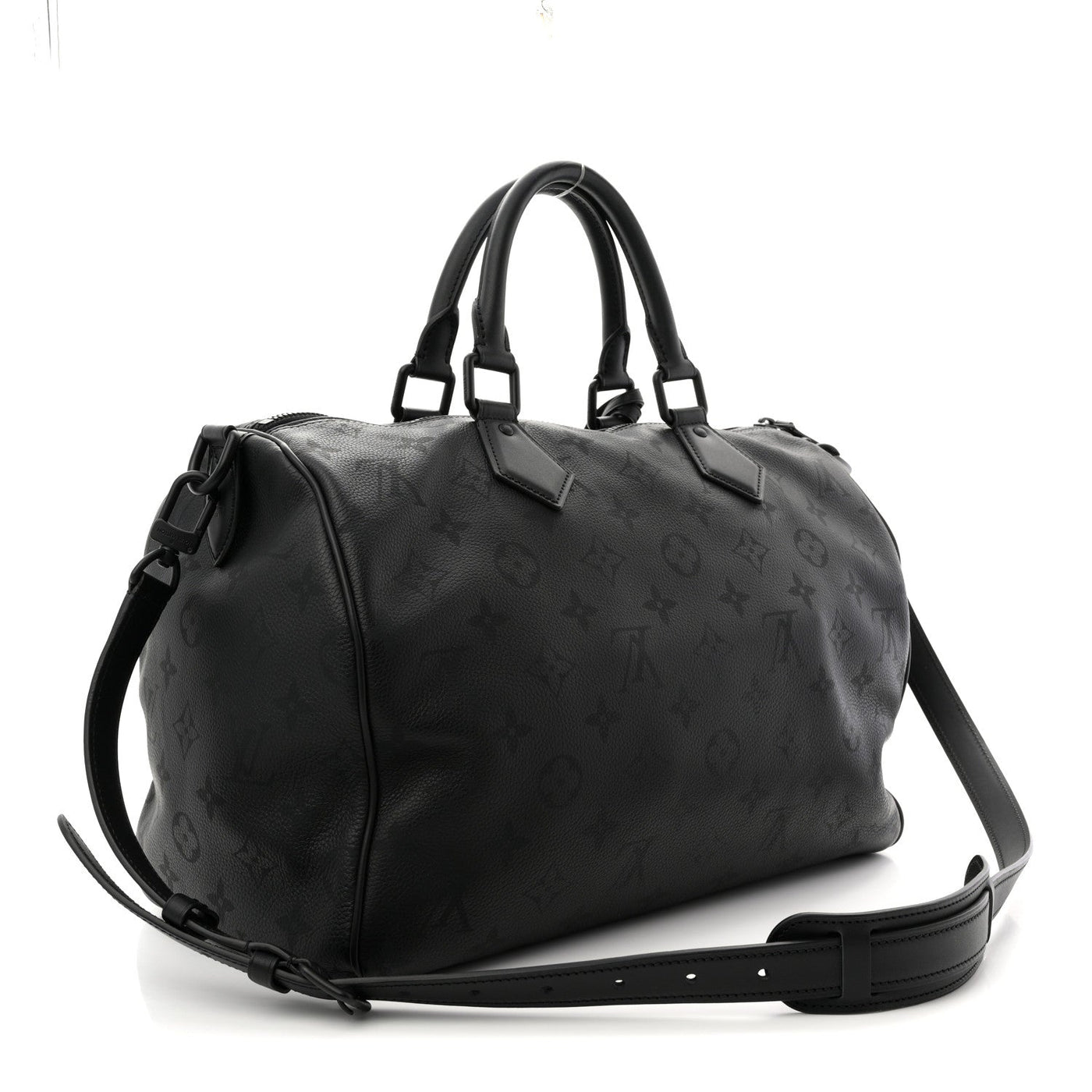 LOUIS VUITTON CALFSKIN MONOGRAM SPEEDY P9 BANDOULIERE 40 ULTRA BLACK