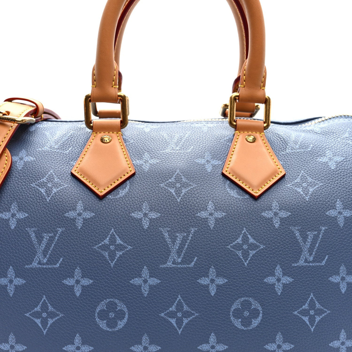 LOUIS VUITTON CALFSKIN MONOGRAM SPEEDY P9 BANDOULIERE 30 SILK BLUE