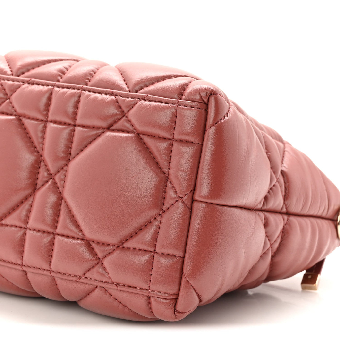 DIOR CALFSKIN MACROCANNAGE MEDIUM DIORTRAVEL NOMAD POUCH RUST