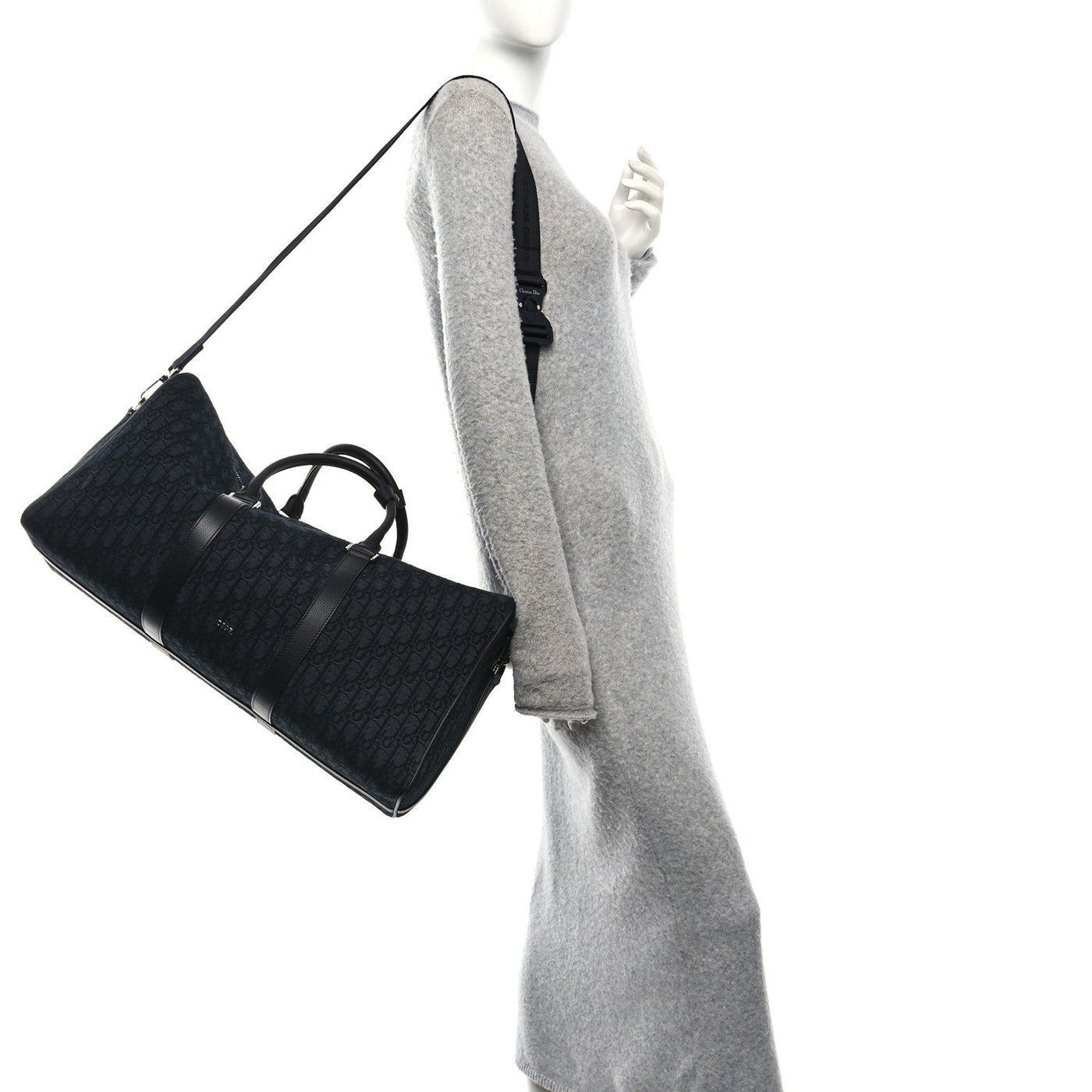 DIOR OBLIQUE JACQUARD GRAINED CALFSKIN LINGOT 50 BLACK