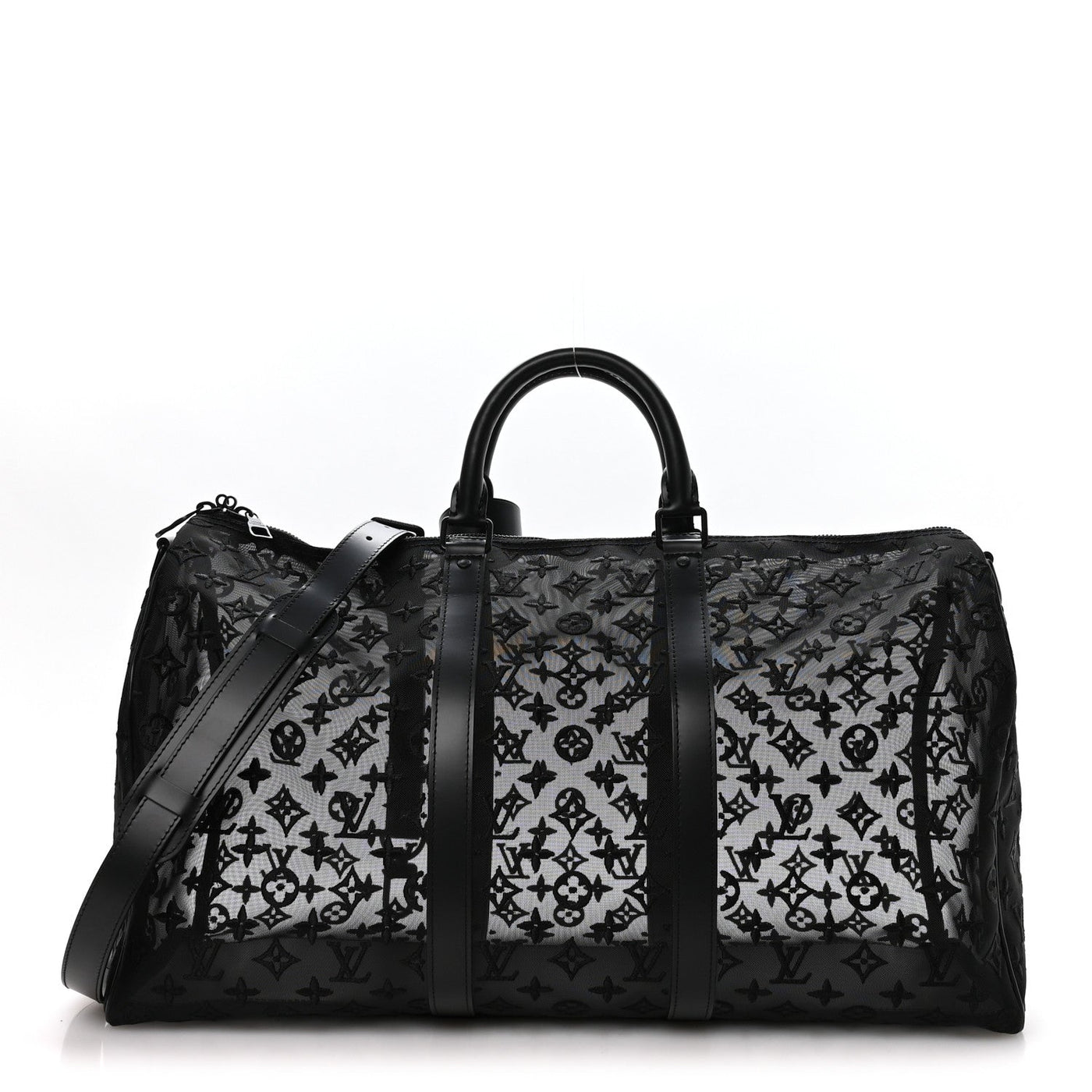 LOUIS VUITTON MONOGRAM SEE THROUGH KEEPALL BANDOULIERE 50 BLACK