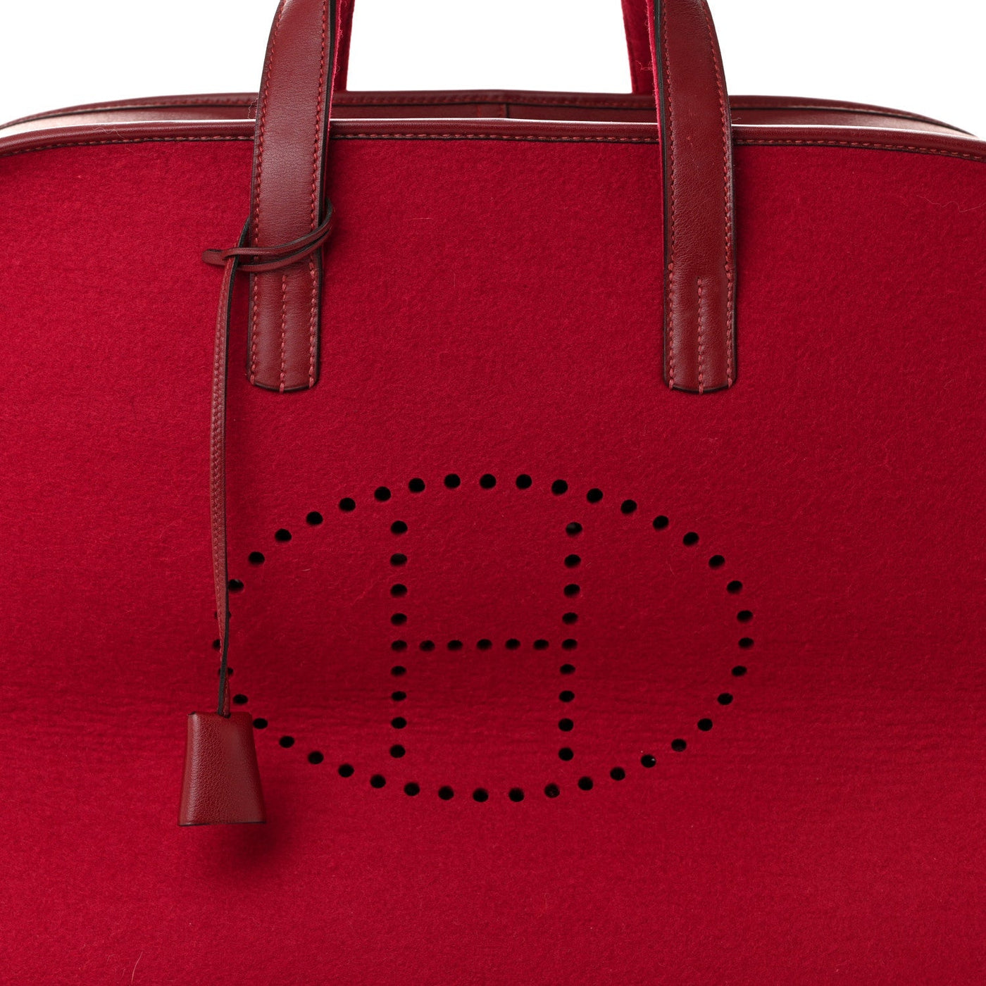 HERMES FELT BARENIA FEU2DOU TRAVEL BAG ROUGE VIF ROUGE H