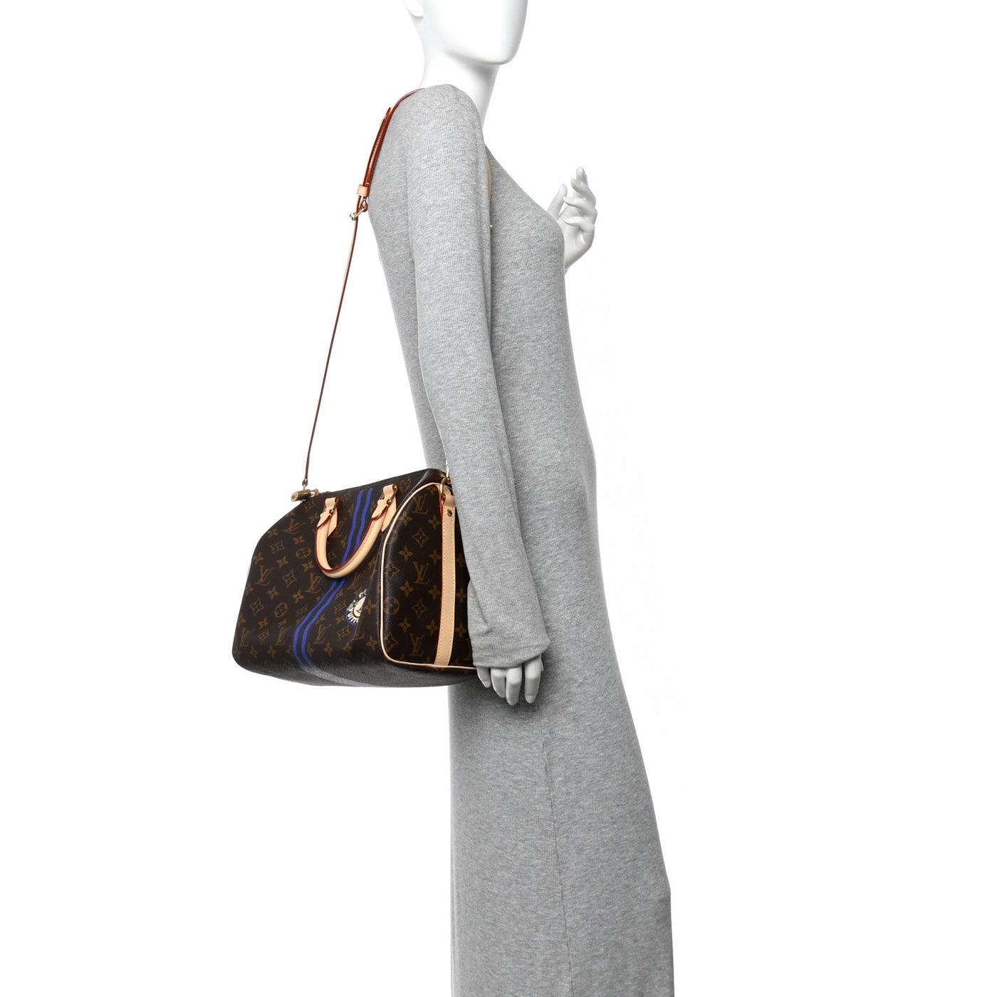 LOUIS VUITTON MON MONOGRAM SPEEDY BANDOULIERE 30 INDIGO BLUE KHAKI
