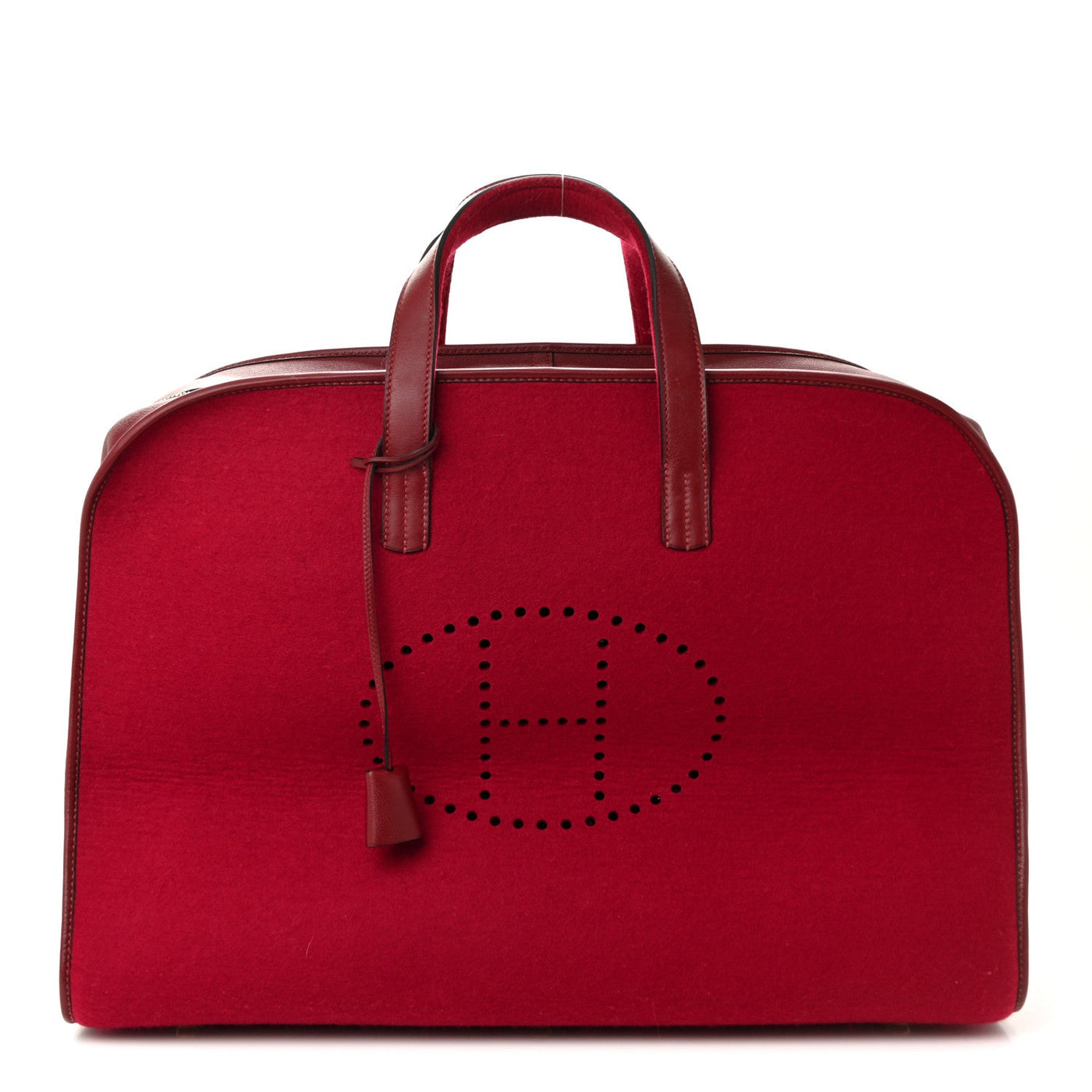 HERMES FELT BARENIA FEU2DOU TRAVEL BAG ROUGE VIF ROUGE H