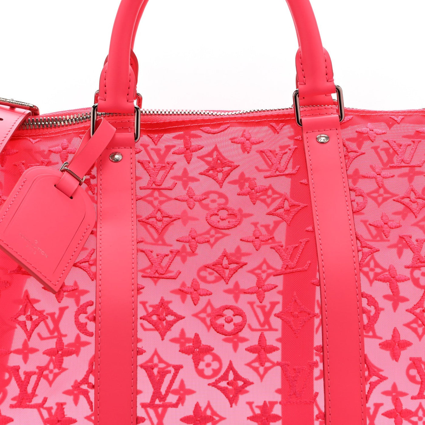 LOUIS VUITTON MONOGRAM FLUO SEE THROUGH KEEPALL BANDOULIERE 50 ROSE