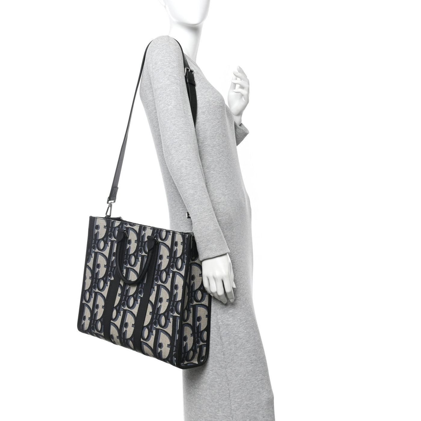 DIOR MAXI OBLIQUE JACQUARD EAST WEST TOTE BEIGE BLUE