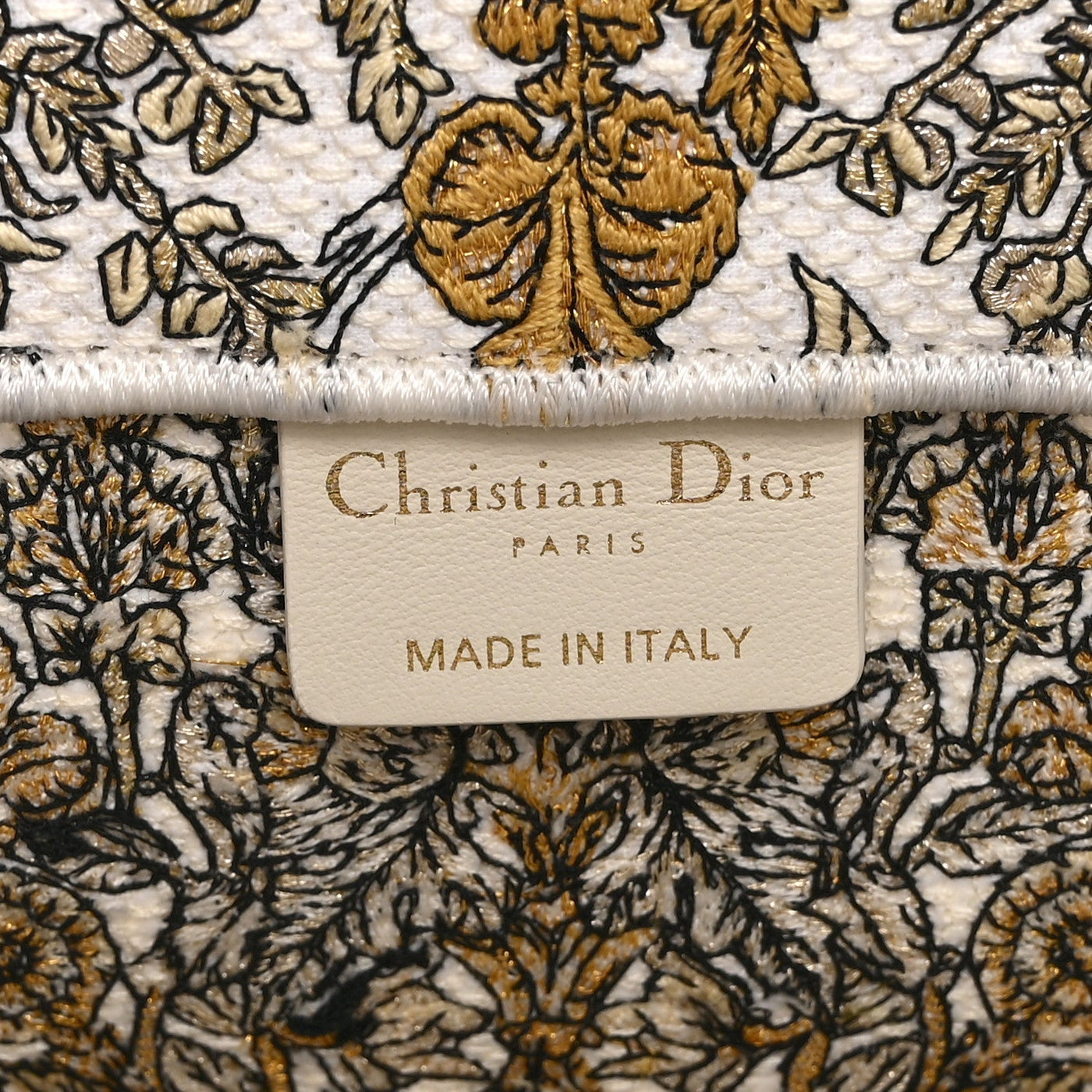 DIOR CANVAS EMBROIDERED MEDIUM AROUND THE WORLD BOOK TOTE GOLD