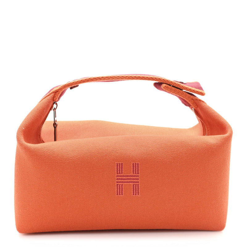 CANVAS SMALL BRIDE-A-BRAC POUCH ORANGE BURGUNDY