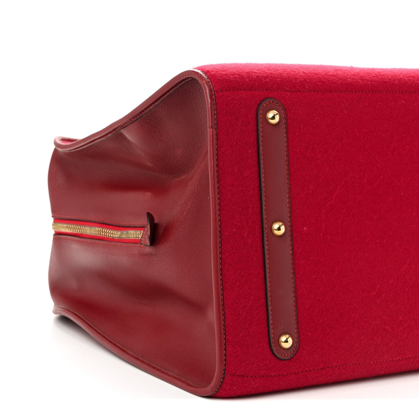 HERMES FELT BARENIA FEU2DOU TRAVEL BAG ROUGE VIF ROUGE H