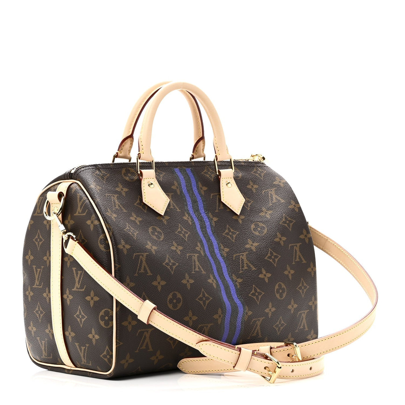 LOUIS VUITTON MON MONOGRAM SPEEDY BANDOULIERE 30 INDIGO BLUE KHAKI