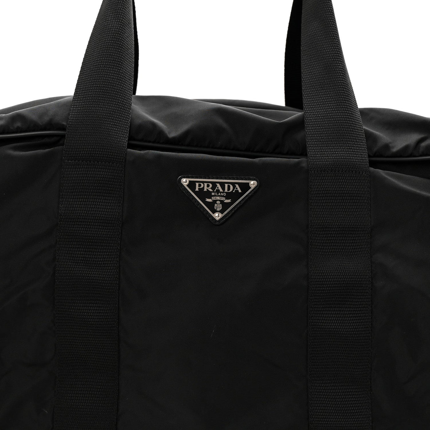 PRADA TESSUTO NYLON SAFFIANO VIAGGIO DUFFLE BLACK