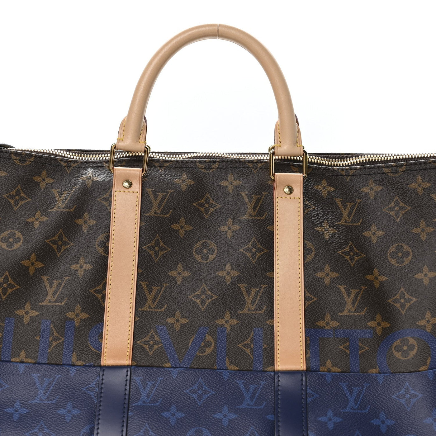 LOUIS VUITTON MONOGRAM SPLIT KEEPALL BANDOULIERE 50 PACIFIC BLUE