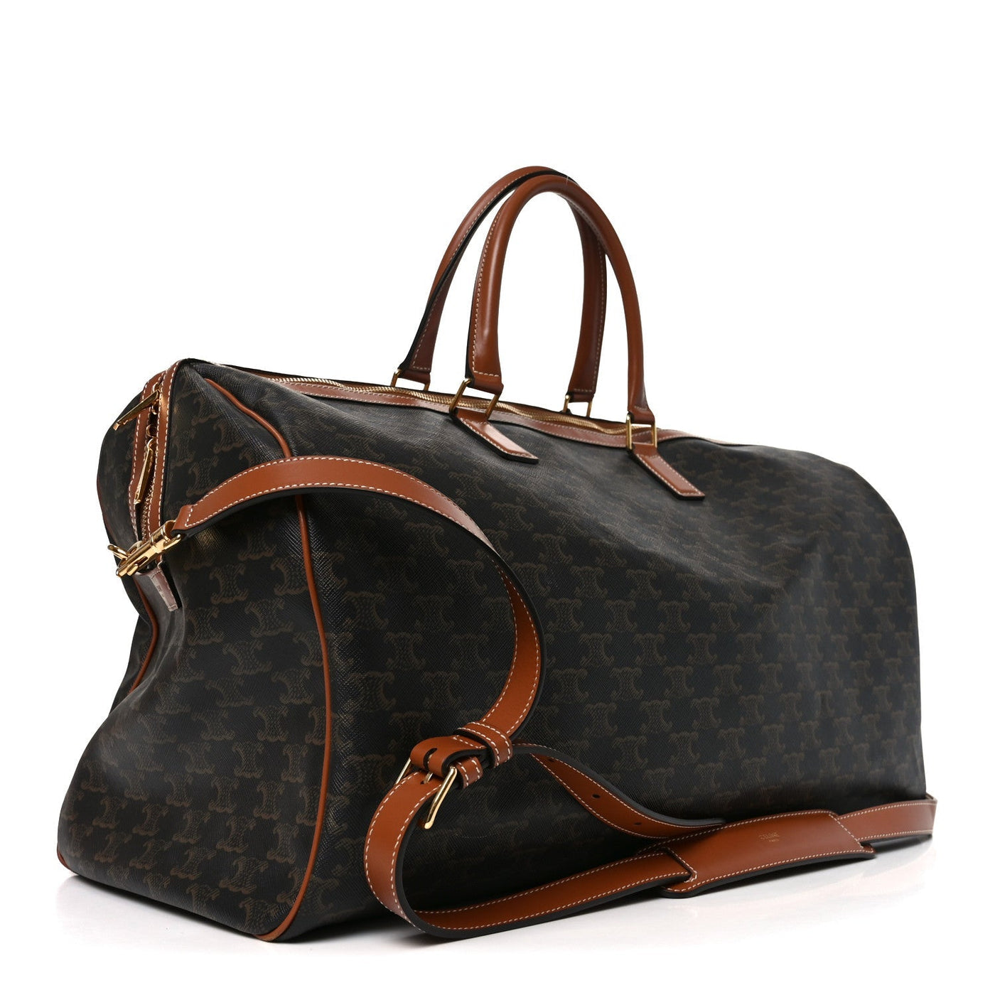 CELINE TRIOMPHE CANVAS LARGE VOYAGE DUFFLE TAN
