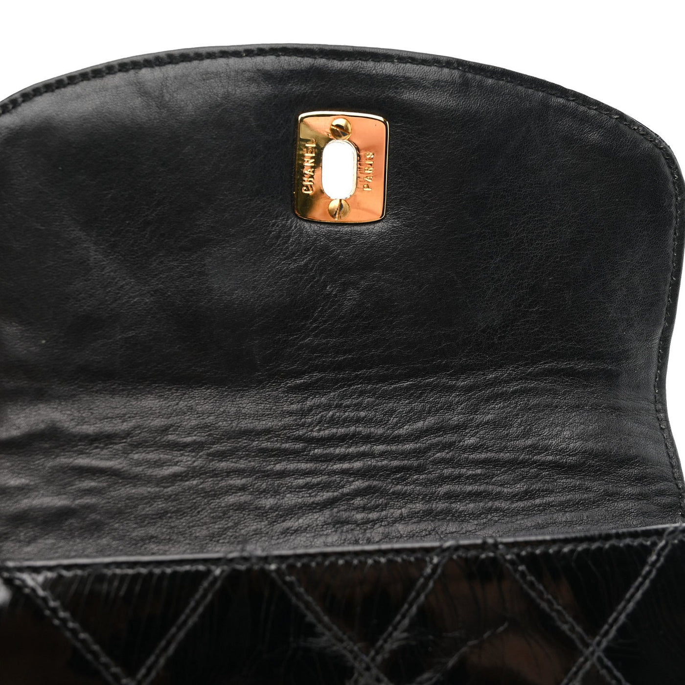 CELINE PATENT FLAP WAIST BELT BAG BLACK