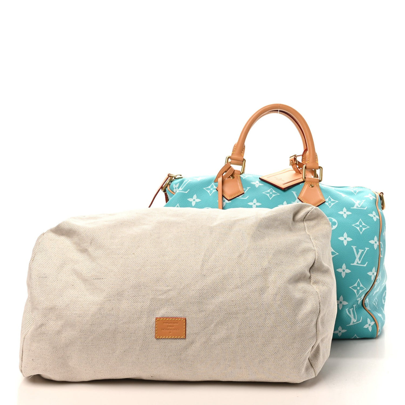 LOUIS VUITTON CALFSKIN MONOGRAM SPEEDY P9 BANDOULIERE 40 TURQUOISE