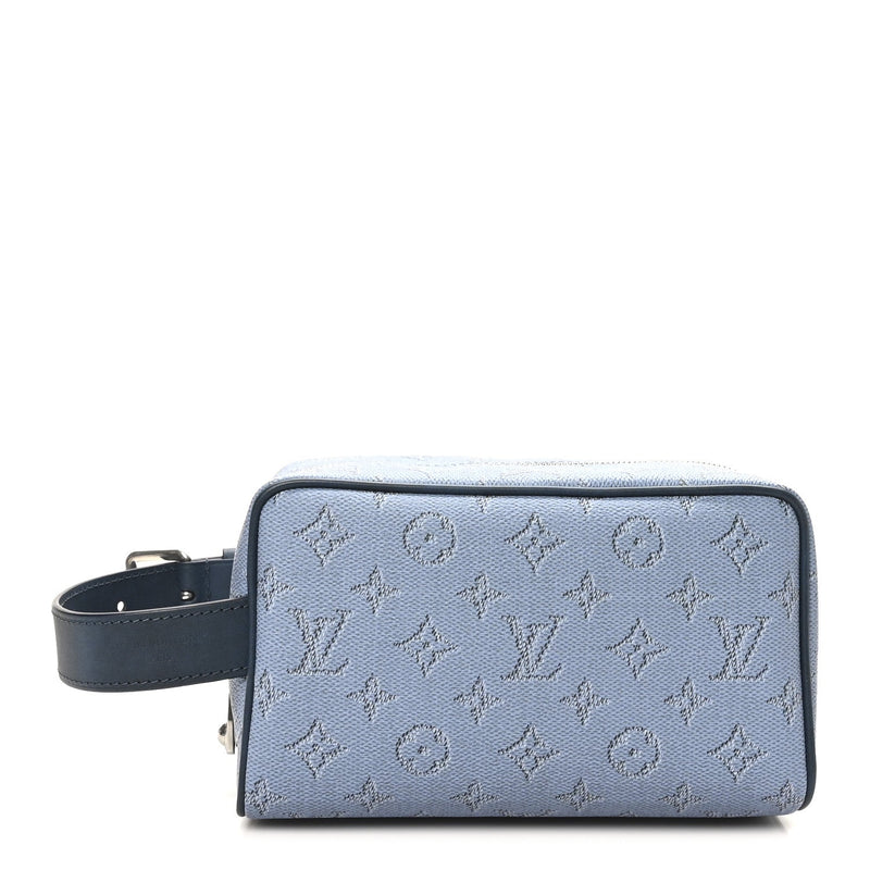 LOUIS VUITTON MONOGRAM HERITAGE LOCKER DOPP KIT TOILET POUCH BLUE