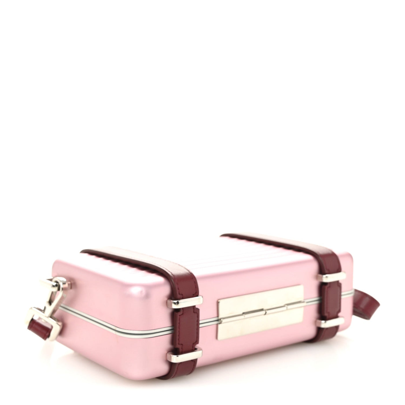X RIMOWA ALUMINUM PERSONAL CLUTCH ON STRAP ROSE