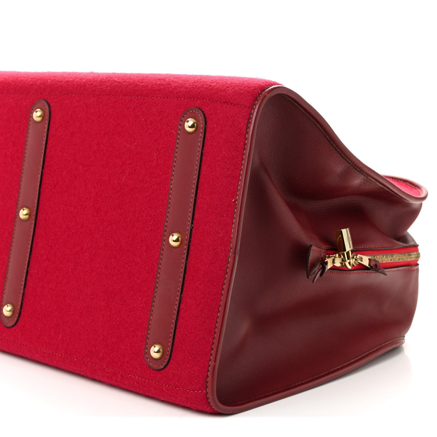 HERMES FELT BARENIA FEU2DOU TRAVEL BAG ROUGE VIF ROUGE H